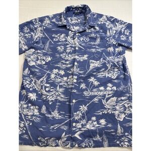 SHIRT FISH Polo Ralph Lauren MENS XL  Classic Fit  SWORDFish Hawaiian Shirt Blue